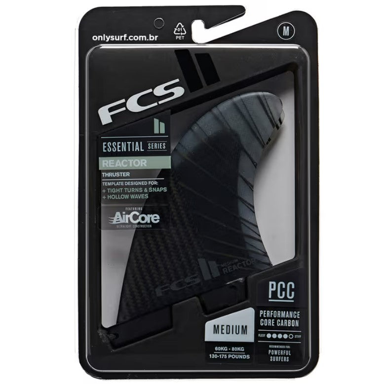 Quilha FCS II Reactor PC Carbon Tri - Performance Core Carbon - Medium